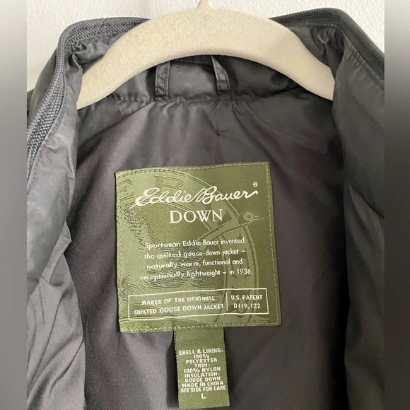 NWOT Black  Eddie Bauer Authentic Goose Down Vest Size L - Picture 4 of 6